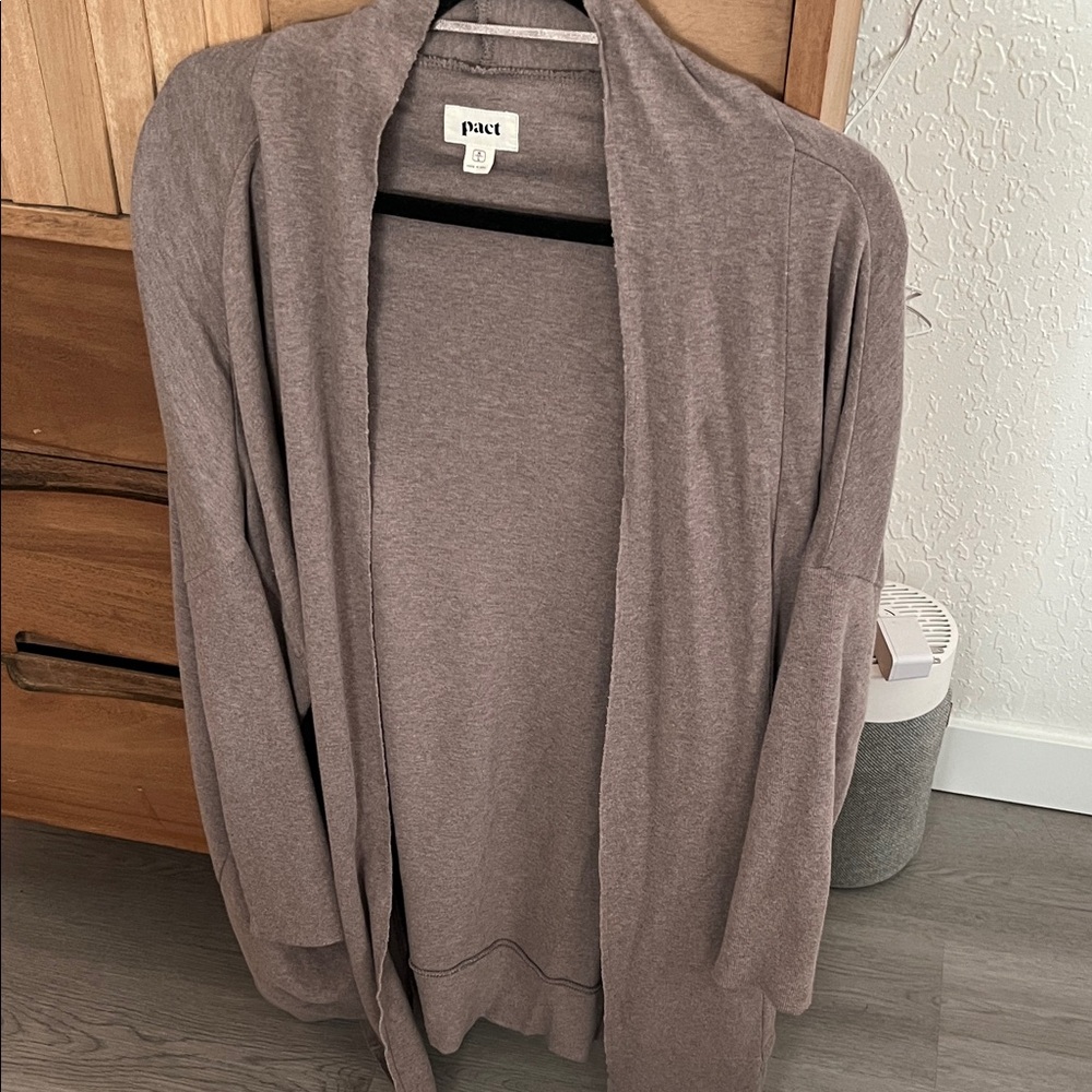 Pact Light Brown Open Cardigan
